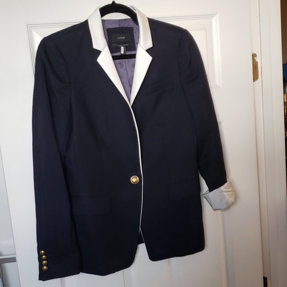 Used J Crew Navy Blue Blazer - Picture 1 of 5